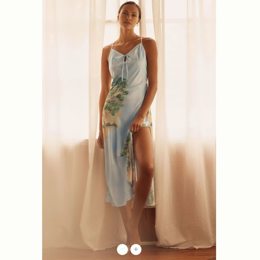 By Anthropologie Sleeveless Silky Slip Midi Dress - Picture 1 of 4